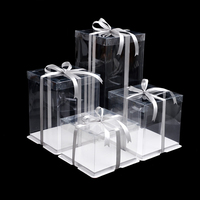 Caja Cuadrada Transparente para Pastel, Plegable, Portátil, Tamaños Personalizables, Ecológica, de PET y Cartón, para Empacar Pasteles de Boda