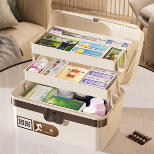 Medical Kit Storage <b>Box</b> With Combination <b>Lock</b> Multi Layer Portable Home Use For Medicine Organization - Product Image 1