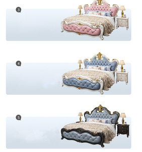 <span class=keywords><strong>Lit</strong></span> en bois exquis pour chambre à coucher, style européen, orné <span class=keywords><strong>de</strong></span> sculptures, rembourré, mobilier <span class=keywords><strong>de</strong></span> luxe pour la maison - Product Image 6
