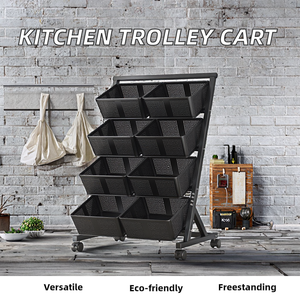 Hot bán ổn định cán nhà bếp Xe đẩy giỏ hàng đa mục đích lưu trữ Organizer nhựa gia vị kim loại giá cho trái cây thực phẩm - Product Image 2