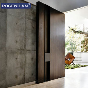 ROGENILAN Porte d'entrée extérieure personnalisée, sécurité, villa moderne, anti-effraction, portes pivotantes en bois massif pour maisons - Product Image 1