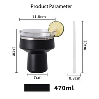 Gobelet isotherme portable en acier inoxydable à double paroi de 470 ml avec logo personnalisé, écologique, pour bureau, martini ou vin, avec couvercle