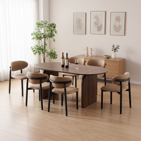 Table de salle à manger de luxe moderne en bois, ovale, extensible, ronde, pour 6 à 8 personnes, avec 4 chaises