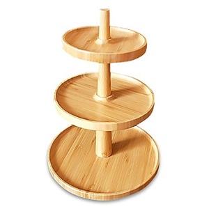 Custom 3 Tier Cake Stand Bamboo Serving Tray Wooden Round Plates For Cookies Sweets at Relax days -Storage Box For Wholesale