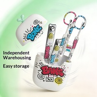 Ensemble de coupe-ongles Graffiti 6 pièces, ensemble de manucure portable créatif pour la maison et les voyages, outil de soin des ongles facile à ranger