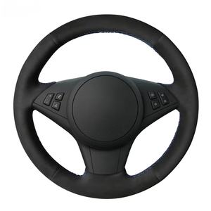 Cubierta de cuero para volante, accesorio cosido a mano para <span class=keywords><strong>BMW</strong></span> E60 <span class=keywords><strong>M5</strong></span> 2005-2008 E63 E64 <span class=keywords><strong>Cabrio</strong></span> M6 2005-2010 - Product Image 1