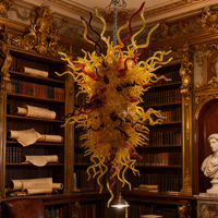 Lustre en verre soufflé LED suspendu en chaîne, moderne et créatif, coloré, pour plafond haut, escalier et salon