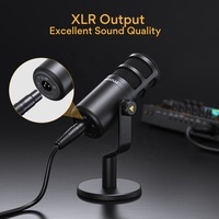 Maono – Microphone dynamique XLR professionnel pour les jeux en direct, Microphone dynamique de bureau entièrement en métal avec un seul bras