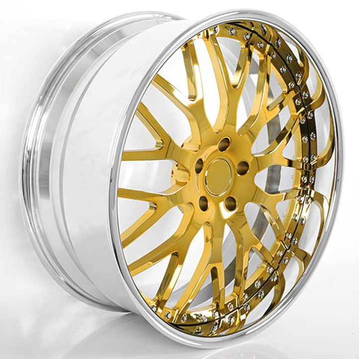 Brushed Gold Face With Chrome Lip Car Rims 18 19 20 21 22 23 24 Inch ...