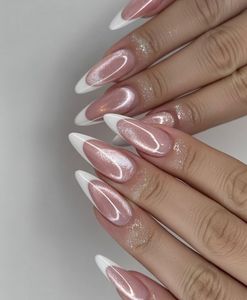 Uñas Postizas de Cristal con Efecto Ojo de Gato, Color Verde a Rosa con Cambio Aurora y Acabado Magnético Aterciopelado, Arte de Uñas de Fantasía - Product Image 6