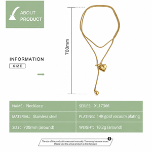 สร้อยคอรูปหัวใจ ลาริเอท ทอง 14K ชุบทองสุญญากาศบนสแตนเลสสตีล - Product Image 2