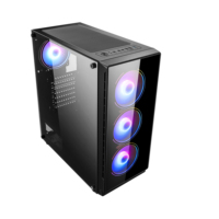 Boîtier d'ordinateur de bureau AntarcChill Factory en gros, tour moyenne, verre trempé intégral, ventilateur de refroidissement RGB, boîtier PC ATX pour la maison et le bureau