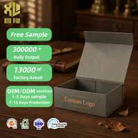 Boîte cadeau pliable magnétique en carton rigide brun mat de luxe avec logo personnalisé en estampage à chaud