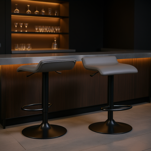 Ensemble de tabourets de bar Tarah, 2 pièces, noir et gris ardoise, siège pivotant réglable, design moderne et contemporain, cadre en métal et cuir synthétique - Product Image 2