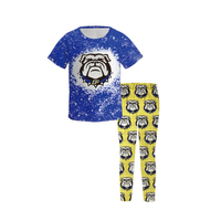 Ensemble pour fille à motif d'éventail: T-shirt de style encre éclaboussée + leggings entièrement imprimés, débloquant des tenues de bébé sportives et mignonnes