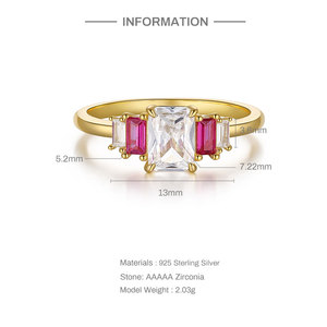 CANNER S925 Sterling <b>Silver</b> INS Geometric Pink Marquise Morganite Twist <b>Band</b> <b>Ring</b> Zircon Step <b>Ring</b> - Product Image 4