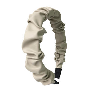 Diadema de Cuero con Diseño Arrugado para Mujer, Estilo Coreano Dongdaemun, Retro, Estilo Influencer, Borde Ancho, Simple, con Lazo Alto - Product Image 5