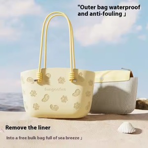 EVA Zippered <strong>Tote</strong> <strong>Bag</strong> for Women Fashion Shoulder <strong>Bag</strong> Polyester Lining Beach Shopping <strong>Bag</strong> Daily Use Lady Style Handbag - Product Image 3