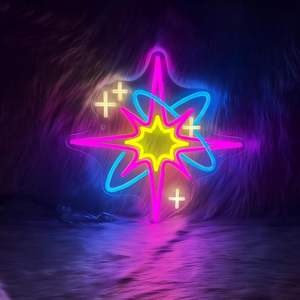 نجمي منتصف القرن أدى ضوء النيون USB تعمل بالطاقة جدار الرجعية ديكور لغرفة المعيشة شريط نمط انتقائي سهل تعليق قابل للتعديل - Product Image 4