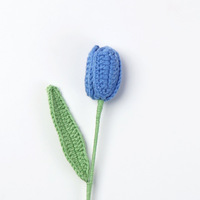 Bunga tulip rajutan tangan 42cm, bunga tulip rajutan dari benang, tangkai tunggal, dekorasi vas rumah, ready stock