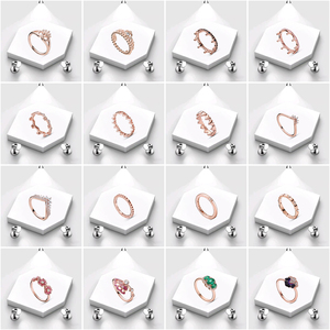 Bague de la Roue du Destin en forme de cœur rose plaquée or rose haut de gamme en gros, bague de souhait en os de marguerite pour femme, bijoux de haute qualité - Product Image 2