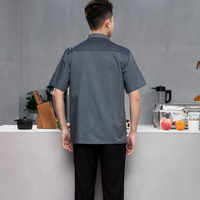 Uniforme de serveur de bar, veste de chef en polyester, manches courtes, poche latérale, chemise de travail, uniforme de chef de cuisine pour hommes, uniforme de responsable de restaurant