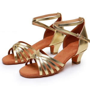 Zapato de baile latino cubano 4,5 cm tacón bajo <span class=keywords><strong>Salsa</strong></span> Bachata zapatos de baile niñas niños zapatos de baile - Product Image 4
