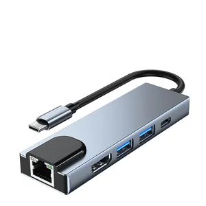 Док-станция 5 в 1, USB 3,1, Type C, с поддержкой TF, SD, RJ45, PD, 4K