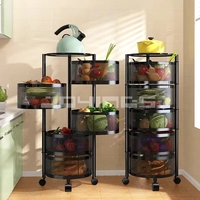 Support de panier rotatif en métal de chariot de support de stockage de cuisine noire avec l'excellente solution de stockage