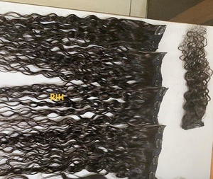 Venta al por mayor 100% Indian Temple Virgin Remy Extensiones de cabello ondulado Clip-In Wefted Hair 20-30 pulgadas de longitud elástica - Product Image 2