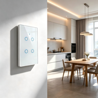 Interrupteur tactile intelligent pour maison connectée WHX04 4 voies, compatible Alexa et Android, sans condensateur, pour usage domestique et commercial