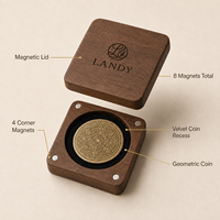 Boîte en bois de noyer personnalisée, boîte à monnaie en noyer noir massif avec couvercle magnétique, emballage cadeau de luxe fait main, vente en gros