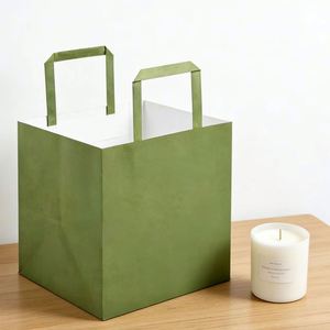 Customised Heavyweight Kraft Paper Bags With Portable Handles Suitable for Clothing Food Craft <b>Packaging</b> and Shopping - Product Image 2
