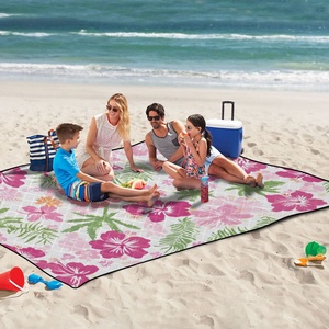 Outdoor Hawaiian Tropical Flower Zipper Picnic <b>Mat</b> Extra <b>Large</b> Foldable Women's Handbag Custom Beach Blanket Picnic Bag - Product Image 6