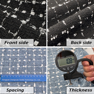 <span class=keywords><strong>Tissu</strong></span> en tweed <span class=keywords><strong>noir</strong></span> <span class=keywords><strong>et</strong></span> <span class=keywords><strong>blanc</strong></span> classique à carreaux 100% <span class=keywords><strong>tissu</strong></span> polyester adapté à la fabrication de manteaux en stock - Product Image 5