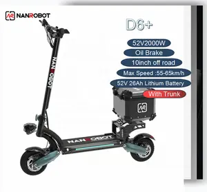 scooter eléctrico 52v Suppliers-NANROBOT-patinete eléctrico D6 + para adulto, con batería extraíble de 52V y 26A, todoterreno, con asiento, motores duales sin escobillas de 2000w