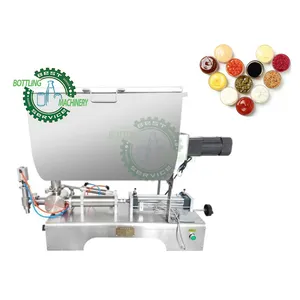 Semi Auto shampoo shower gel Toothpaste cup single double nozzle Pneumatic paste filling equipment with mixer