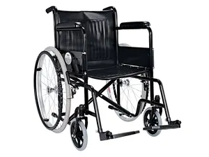 Silla de ruedas manual de acero plegable cómoda y ligera personalizada para discapacitados con estructura cromada para discapacitados