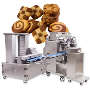 220V Commercial Automatic Bicolor Cookies Baking Machine Biscuits Making Machine Line 20-120pcs/min