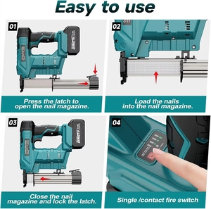 कॉर्नलेस 2-इंच ब्रेड नेलर स्टेपल गन 18v 2.0h बैटरी 1000 नाखून 1 साल डिय वुडवर्किंग/असबाब ब्रशलेस मोटर एल्यूमीनियम - Product Image 5