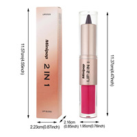 Rouge à lèvres et crayon à lèvres 2-en-1 exclusif transfrontalier, fini mat et brillant, waterproof, anti-transfert, effet brume douce