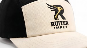 OEM 5-Panel Trucker Cap Embroidered Logo Adjustable Unisex Casual Hat Beige <b>Black</b> Twill Fabric - Product Image 4