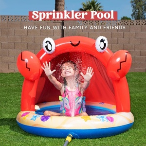 Piscine gonflable en PVC en forme de crabe avec auvent et arroseur, 41*31 pouces, couleur rouge, pour les enfants, pour jouer en extérieur ou dans la piscine - Product Image 3