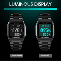 Jam Tangan Digital Sport Mewah Pria SKMEI 1763, Alarm LED, Kronograf, Mesin Quartz Buatan Jepang, Tahan Air 30M, Stainless Steel