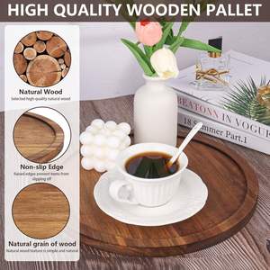 Plateau de service en bois, grand plateau rond de 30 cm, plateau décoratif en bois d'acacia, plateau de service en bois, assiette de service en bois - Product Image 3