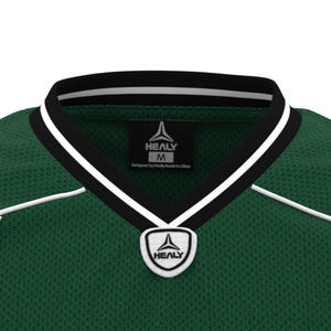HEALY Camiseta Deportiva de Manga Corta con Estampado de Malla Americana en Contraste Verde y Negro, Cuello en V, Transpirable, de Secado Rápido, Ligera, 100% - Product Image 4
