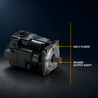 Moteur à piston hydraulique à cylindrée fixe 90M075 Série T90 75 cc/rev, montage SAE C, pour systèmes agricoles et d'entraînement de mélangeurs