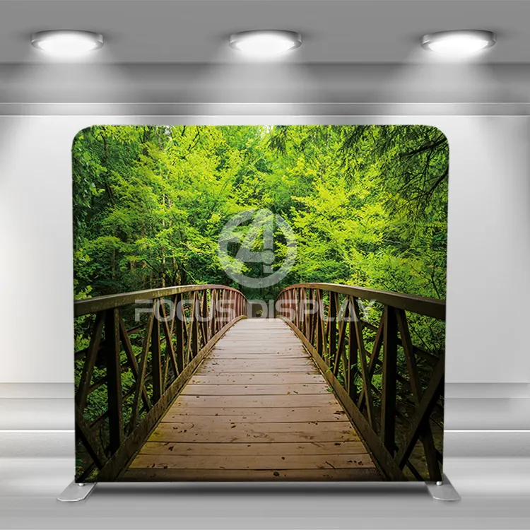 Custom Stand Backdrop Event Background Portable Green Tension Fabric Photo Booth Back Drops Photo Wall