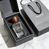 Flacon de parfum en verre carré de luxe vide avec couvercle en bois, flacon vaporisateur de parfum avec boîte, flacon de parfum personnalisé 30ml 50ml 100ml