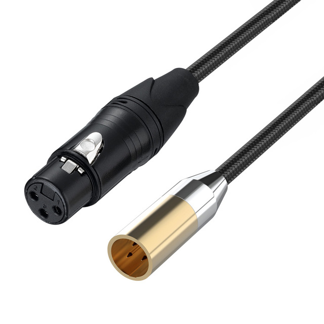 Bochara Braided Mini XLR Male Female to XLR Male Female Cable Foil+Braided Shielded 3Pin Gold Plated